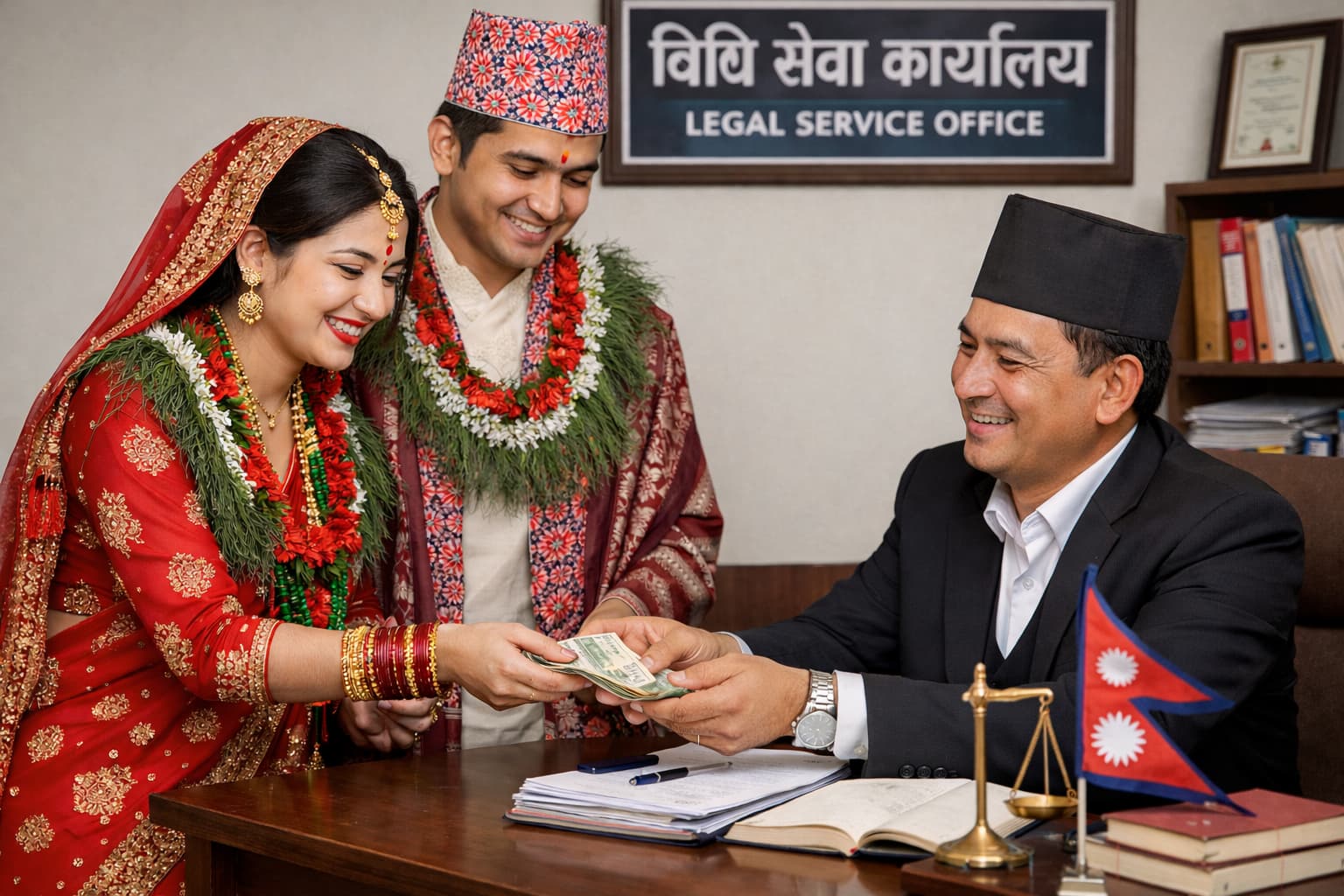 Couple Paying Fees to the Lawyer